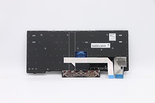 Black Lenovo laptop keyboard spare part with a flat design, featuring a flexible ribbon cable and key layout for easy installation.