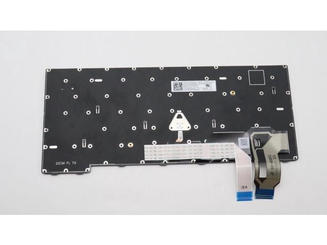 Black Lenovo laptop keyboard spare part with a flexible connector and mounting holes, designed for specific Lenovo models, featuring a sleek, durable plastic construction.