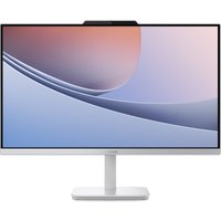 Lenovo A100 all-in-one desktop with 23.8" screen, slim bezels, and integrated stand, displaying abstract wallpaper.
