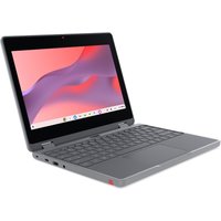 Lenovo Chromebook 2-in-1 with gray finish, 31 cm touchscreen, black keyboard, and front-facing camera.