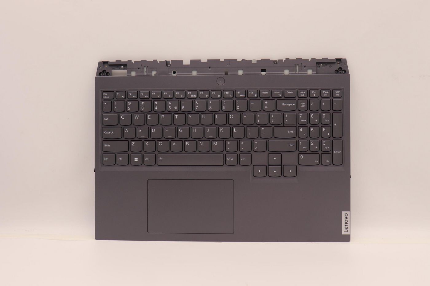 Gray Lenovo COVER Upper Case featuring a full keyboard layout, touchpad, and function keys, designed for durability and compatibility with Lenovo laptops.