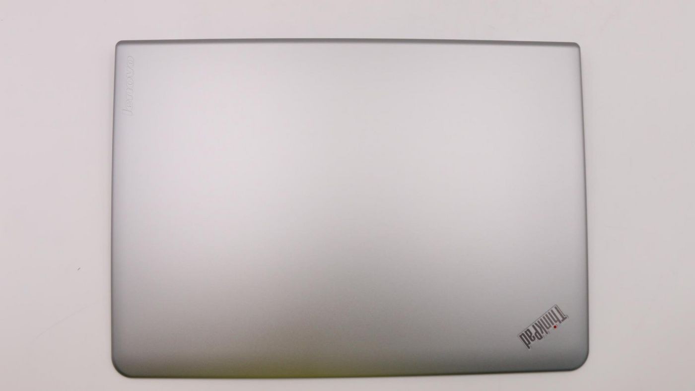 Silver Lenovo Cover with a smooth metallic finish, featuring the Lenovo logo and ThinkPad branding in the bottom right corner.