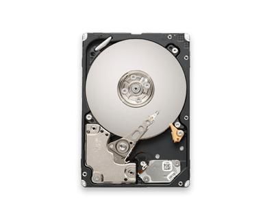 Lenovo DCG 2.4" hard drive featuring a silver circular disk, metallic components, and a black casing, showcasing internal parts and mechanical design.
