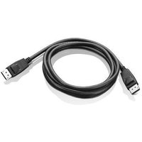 Black Lenovo DisplayPort cable, 1.8 meters long, with rectangular connectors and latches on both ends.
