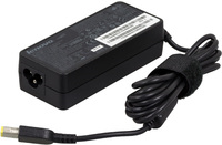 Black Lenovo DLX65NLC3 power adapter with a 20V and 3.25A output, featuring a compact design, a DC connector, and a coiled cable secured with a Velcro strap.
