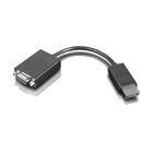 Black Lenovo DP O VG Video Dongle with a short cable, featuring a DisplayPort connector on one end and a VGA port on the other, designed for video output.