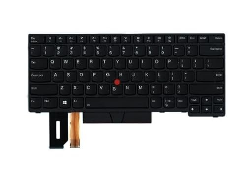 Black Lenovo FRU01YP406 laptop keyboard featuring a standard QWERTY layout, with a red TrackPoint, function keys, and a flexible connector at the bottom.