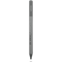 Grey Lenovo GX81Q72385 stylus pen, sleek design, cylindrical body, fine tip, and Lenovo branding near the top.