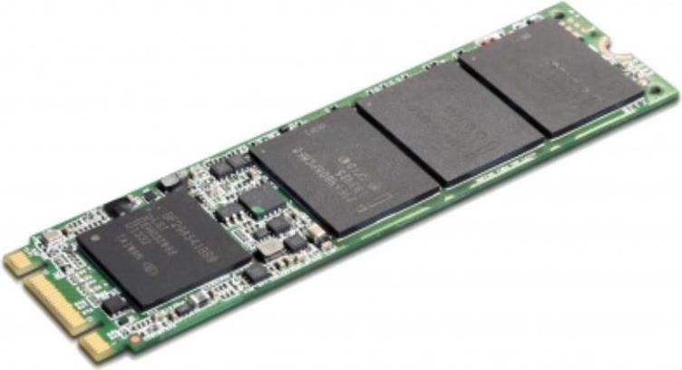 Lenovo HinkPd 512G PCIe-NVMe SSD featuring a slim green circuit board with three black memory chips and gold connectors at one end.