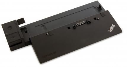 Black Lenovo ThinkPad Ultralight Dock with a sleek design, featuring multiple ports including USB-C, and a compact form suitable for laptop connectivity.