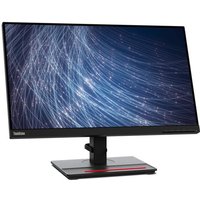 Lenovo ThinkVision 24M-29 monitor, 60.5 cm, slim black bezel, adjustable stand, vibrant display with swirling blue pattern.
