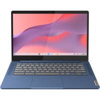 Abyss Blue Lenovo IdeaPad Slim 3 Chromebook, 14-inch FHD display, grey keyboard, sleek design.