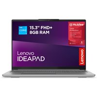 Grey Lenovo IdeaPad Slim 3 laptop, 15.3" display, Intel Core 3, 8GB RAM, 256GB SSD, Windows 11 Home.