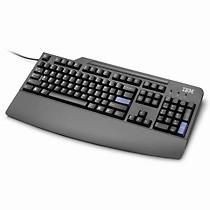 Black Lenovo keyboard with US/English layout, featuring a sleek design, standard key arrangement, and blue accent keys for function shortcuts.