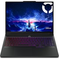 Lenovo Legion Pro 7 gaming laptop, 16" display, RGB keyboard, sleek black design, Intel Core Ultra 9, RTX 5090 graphics.