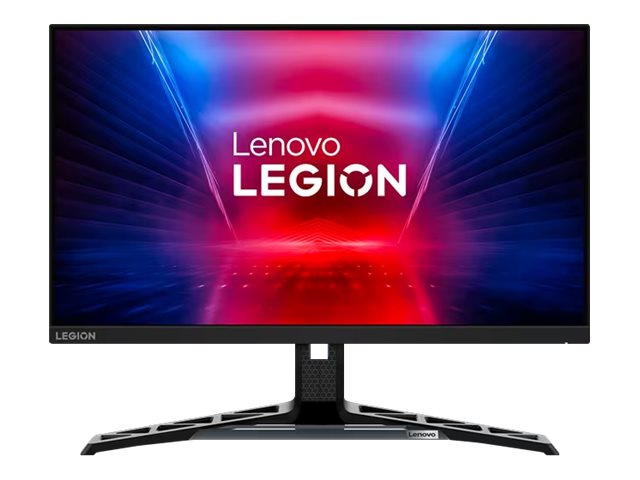 Lenovo Legion R25f-30 monitor features a sleek black design, 24.5-inch Full HD display with 1920 x 1080 resolution, and a modern stand with a geometric pattern.