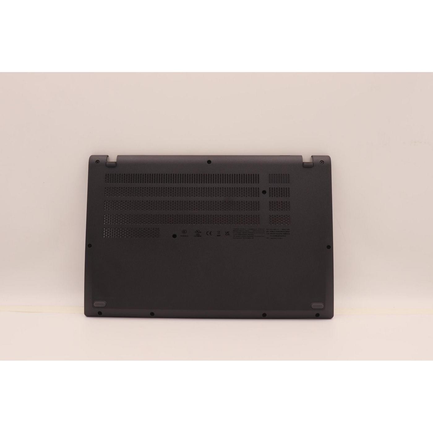 Black Lenovo Lpop Cover Assembly featuring a smooth plastic surface with ventilation holes and various technical markings on the underside.