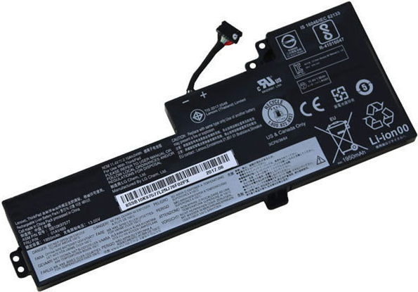 Black Lenovo main battery pack with a voltage of 11.46V and capacity of 2095mAh, featuring a connector and various certification labels on the surface.
