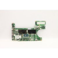 Green Lenovo motherboard with integrated circuits, ports, and a visible Intel processor chip.