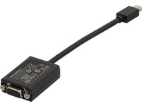 Black Lenovo Mini DisplayPort to VGA adapter with a short cable, featuring a VGA connector on one end and a Mini DisplayPort connector on the other, designed for video output.