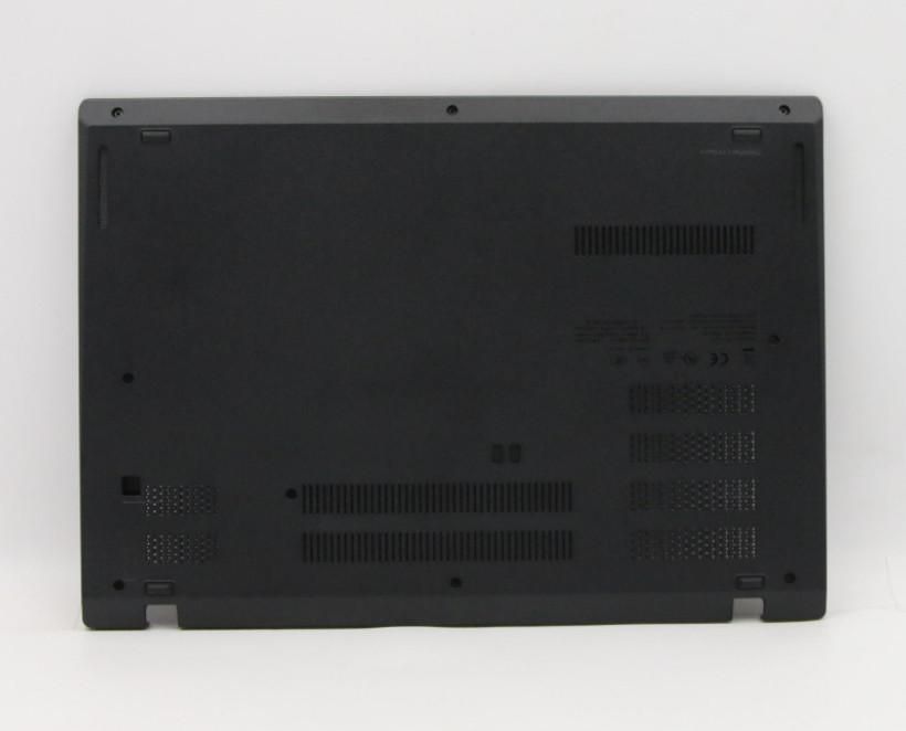 Black plastic laptop cover with ventilation grilles, various ports, and screws visible, designed for Lenovo Odin1.0 MD FRU D Cover.