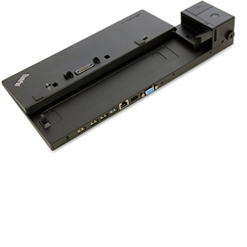 Black Lenovo Pro Dock features multiple ports, including USB and HDMI, with a sleek design and a sturdy build, ideal for connecting laptops and peripherals.