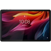 Black Lenovo Tab K11 tablet with 11-inch display, vibrant abstract screen design, slim bezels, and front camera.