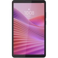 Black Lenovo Tab K9 tablet with 8.7-inch screen displaying pink and purple wave pattern.