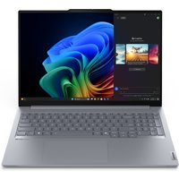 Silver Lenovo ThinkBook 16 G7 laptop with large screen, thin bezels, and full keyboard.