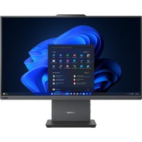 Lenovo ThinkCentre neo 50a 27 Gen 5, sleek black all-in-one desktop with wide display and integrated stand.