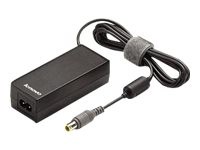 Black Lenovo ThinkPad 90W AC adapter with a rectangular design, featuring a power input socket and a coiled cable for connection.
