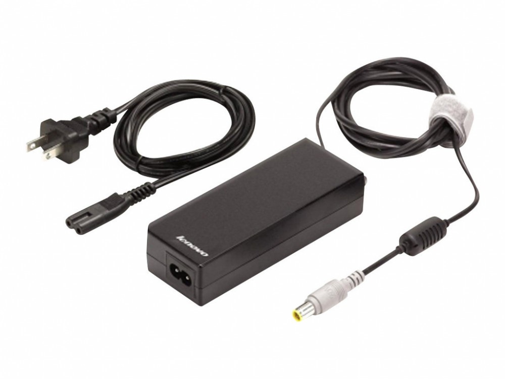 Black Lenovo ThinkPad 90W AC power adapter with a South Africa line cord, featuring a rectangular design, two output connectors, and a long power cable.