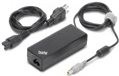 Black Lenovo ThinkPad 90W power adapter with a rectangular design, featuring a detachable power cord and a connector cable for laptops.