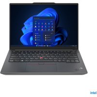 Black Lenovo ThinkPad E14 Gen 5 laptop, 14" display, Intel Core i5, sleek design, UK keyboard layout, Windows 11 Pro.