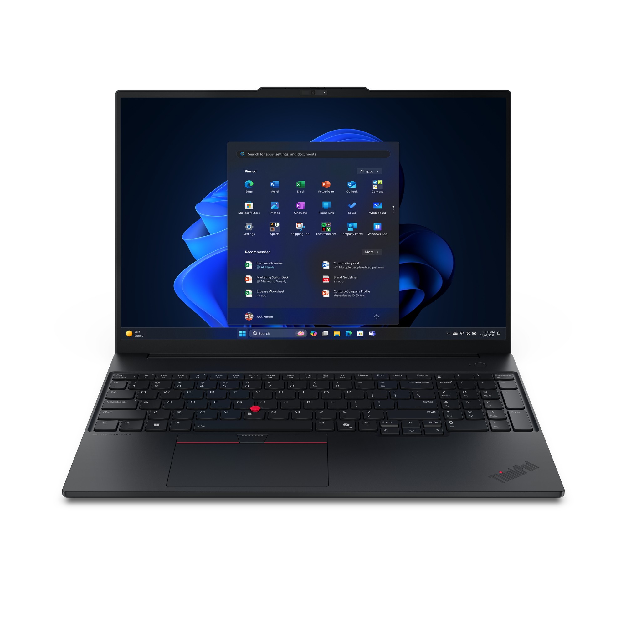 Lenovo ThinkPad E16 Gen 3 laptop featuring a sleek black design, 16-inch WUXGA display, AMD Ryzen 7 processor, 16 GB DDR5 RAM, 512 GB SSD, and Windows 11 Pro.