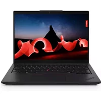 Black Lenovo ThinkPad L14 Gen 5 laptop with 14" display, sleek design, and red TrackPoint on keyboard.