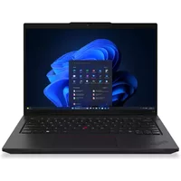 Black Lenovo ThinkPad L14 Gen 6 laptop with 14" screen, Windows 11 interface, sleek design, and red trackpoint.