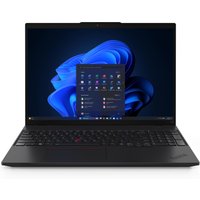 Black Lenovo ThinkPad L16 Gen 2 laptop with AMD Ryzen 7 PRO, featuring a sleek design and full-size keyboard.