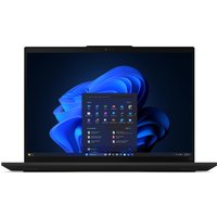 Black Lenovo ThinkPad L16 Gen 2 laptop with 40.6" display, Intel Core Ultra 5, showing Windows interface on screen.
