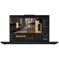 Black Lenovo ThinkPad P16s Gen 4 laptop with 16-inch display, sleek design, and visible keyboard.