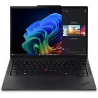 Black Lenovo ThinkPad T14s Gen 6 laptop with AMD Ryzen AI, featuring a sleek design and vibrant display.