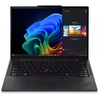 Black Lenovo ThinkPad T14s Gen 6 laptop with Intel Core Ultra 5, featuring a sleek design and vibrant display.