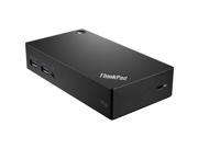 Black Lenovo ThinkPad USB 3.0 Pro Dock with multiple USB ports, sleek rectangular design, and a smooth plastic finish, ideal for connecting peripherals.