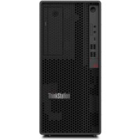 Black Lenovo ThinkStation P2 Tower Gen 2 with honeycomb front panel, multiple USB ports, and power button on top.