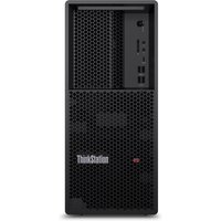 Black Lenovo ThinkStation P3 Tower Gen 2 with honeycomb front panel and multiple USB ports.