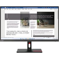 Lenovo ThinkVision S27i-30 monitor, 27-inch, slim bezels, black stand, displaying a webpage.