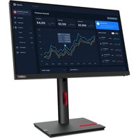 Black Lenovo ThinkVision T22i-30 monitor, 21.5" Full HD, slim bezels, adjustable stand, displaying a graph.
