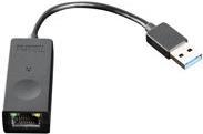 Black USB 3.0 Ethernet adapter with a compact design, featuring a USB connector on one end and an Ethernet port on the other, suitable for wired internet connections.