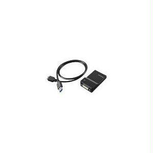 Lenovo USB 3.0 to DVI/VGA monitor adapter with a black plastic casing, featuring a USB connector on one end and DVI/VGA ports on the other, connected by a flexible cable.