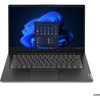 Lenovo V14 G4 laptop, 14-inch, black, AMD Ryzen 5, 8GB RAM, 256GB SSD, Windows 11 Pro, sleek design with thin bezels.